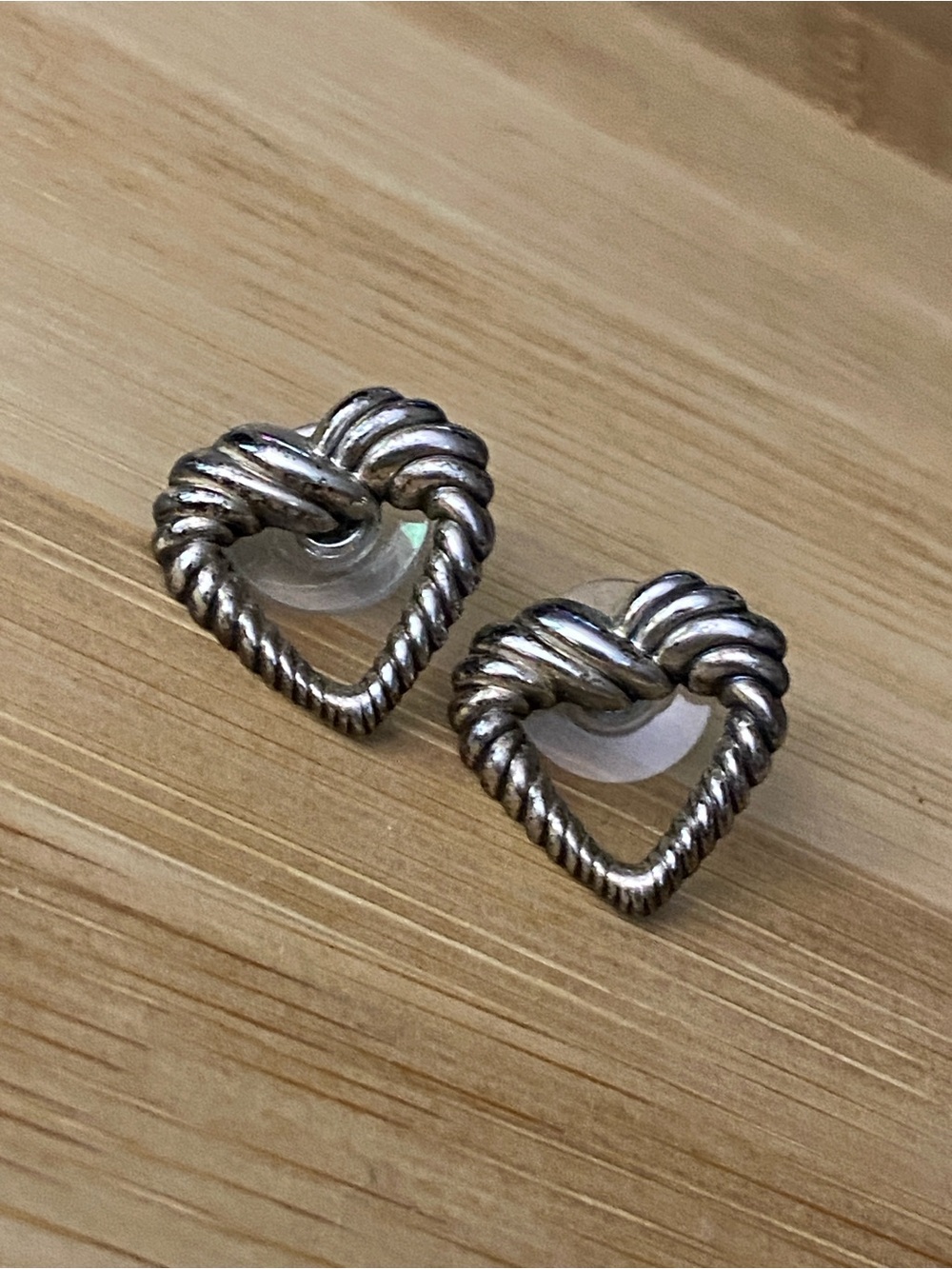 Silver-Tone Twisted Rope Heart Stud Earrings - Women's Jewelry